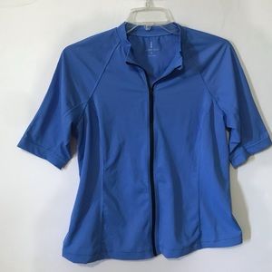 LANDS END Women Blue Swim CoverUp Zipper Jacket XL 18